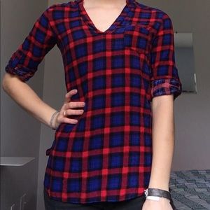 Red and blue flannel shirt